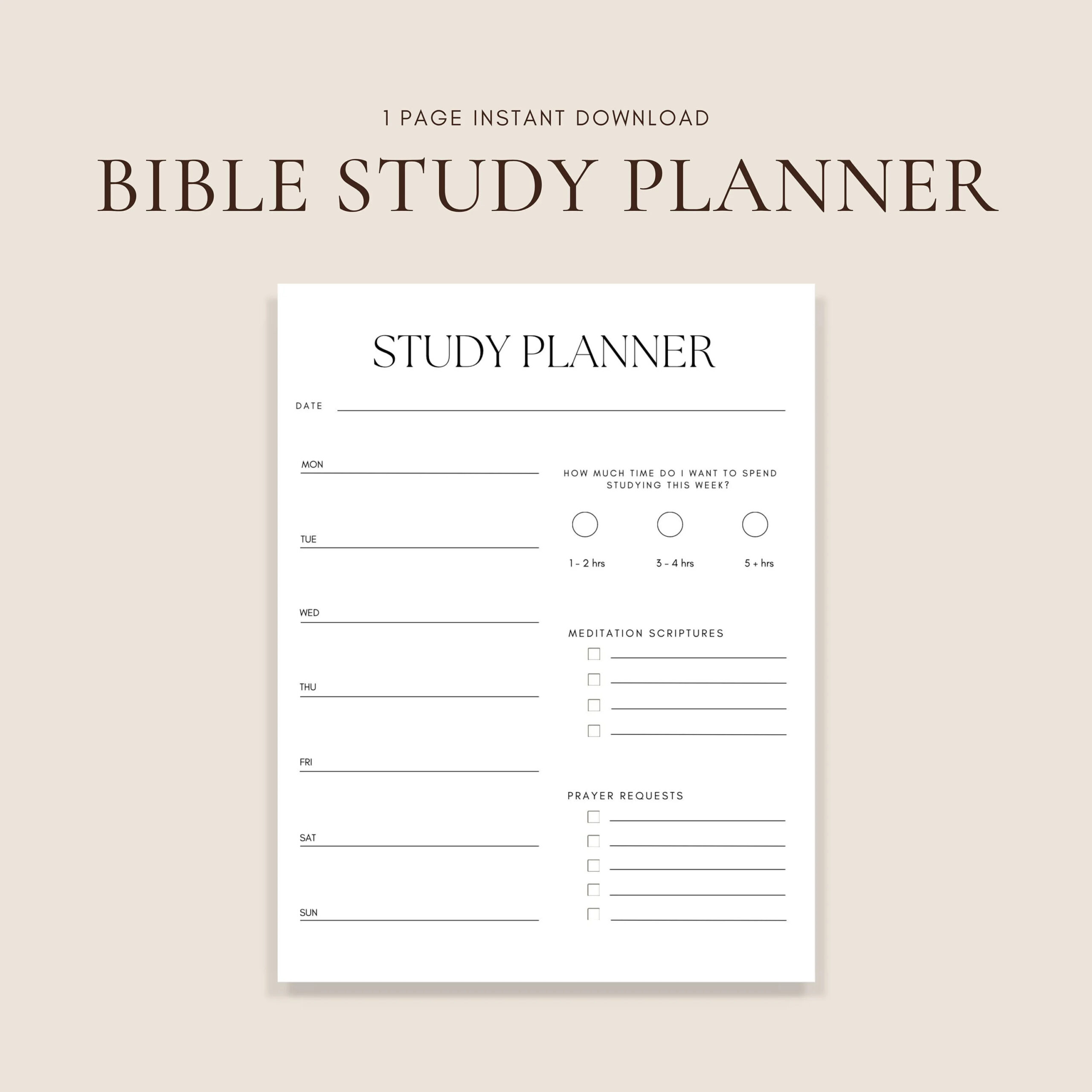 Weekly Bible Study Planner Printable PDF Download Christian Printable Christian Planner Etsy