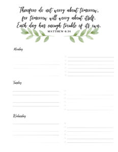 Weekly Bible Verse Planner Beautifully Quaint
