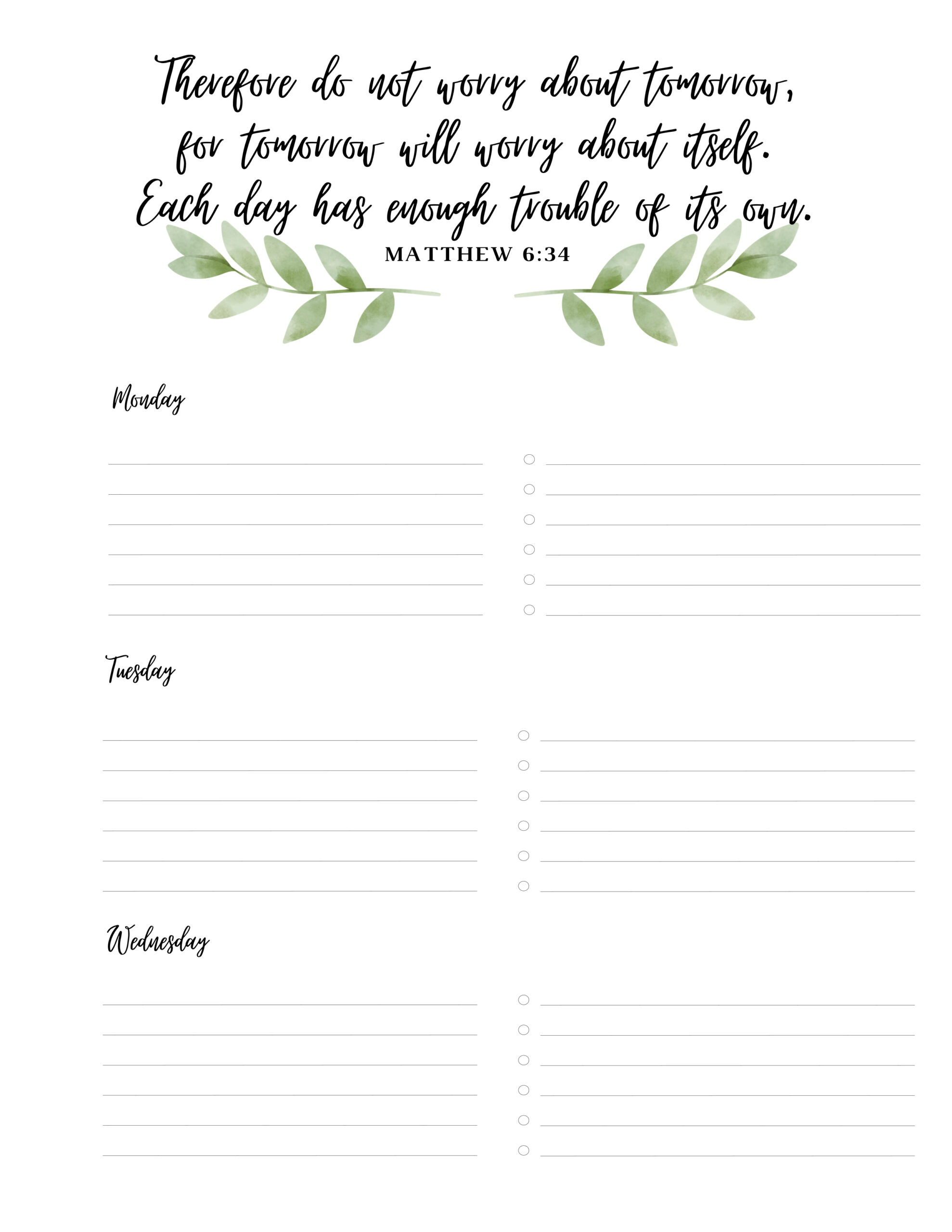 Free Printable Daily Bible Verses