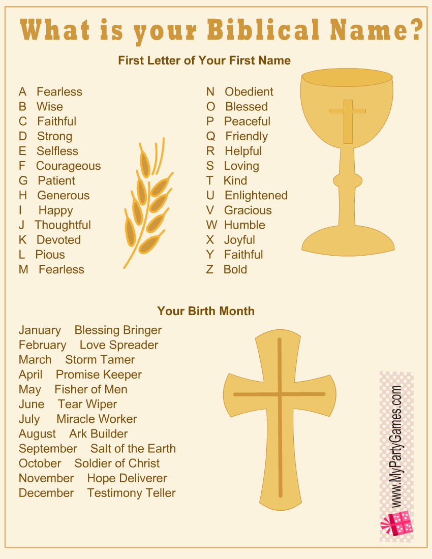 What Is Your Biblical Name Free Printable Game