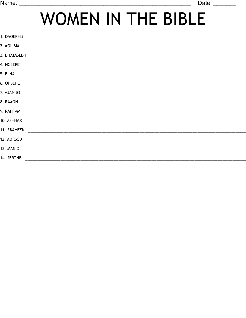 WOMEN IN THE BIBLE Word Scramble WordMint