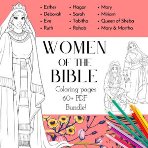 Women Of The Bible Coloring Pages And Bible Study Guide For Girls Tweens Or Teens Over 60 Pages Printable PDF Digital Download Etsy