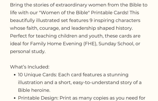 Women Of The Bible Digital Cards Old Testament Primary Lesson LDS Visuals Come Follow Me Family Home Evening Youth Lesson Cards Etsy
