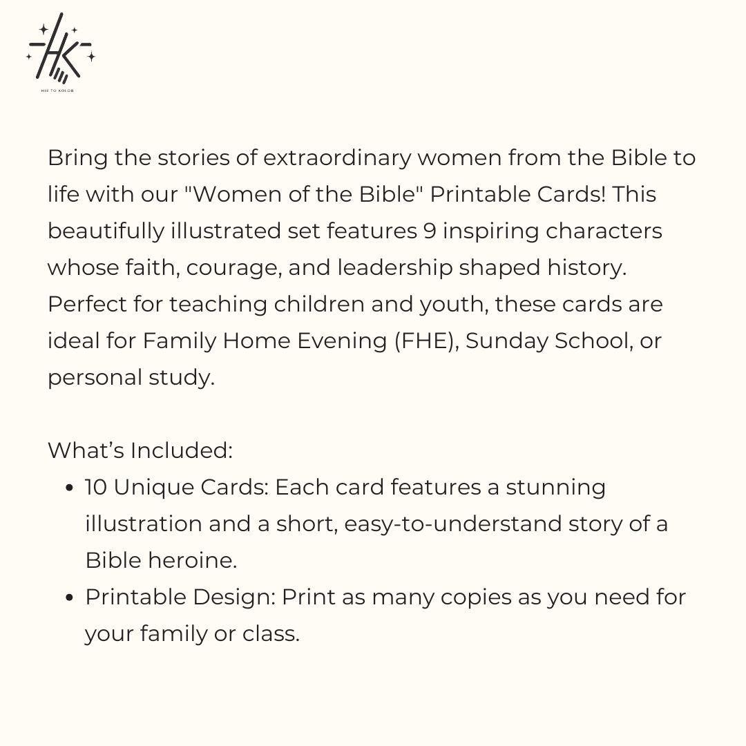 Women Of The Bible Digital Cards Old Testament Primary Lesson LDS Visuals Come Follow Me Family Home Evening Youth Lesson Cards Etsy