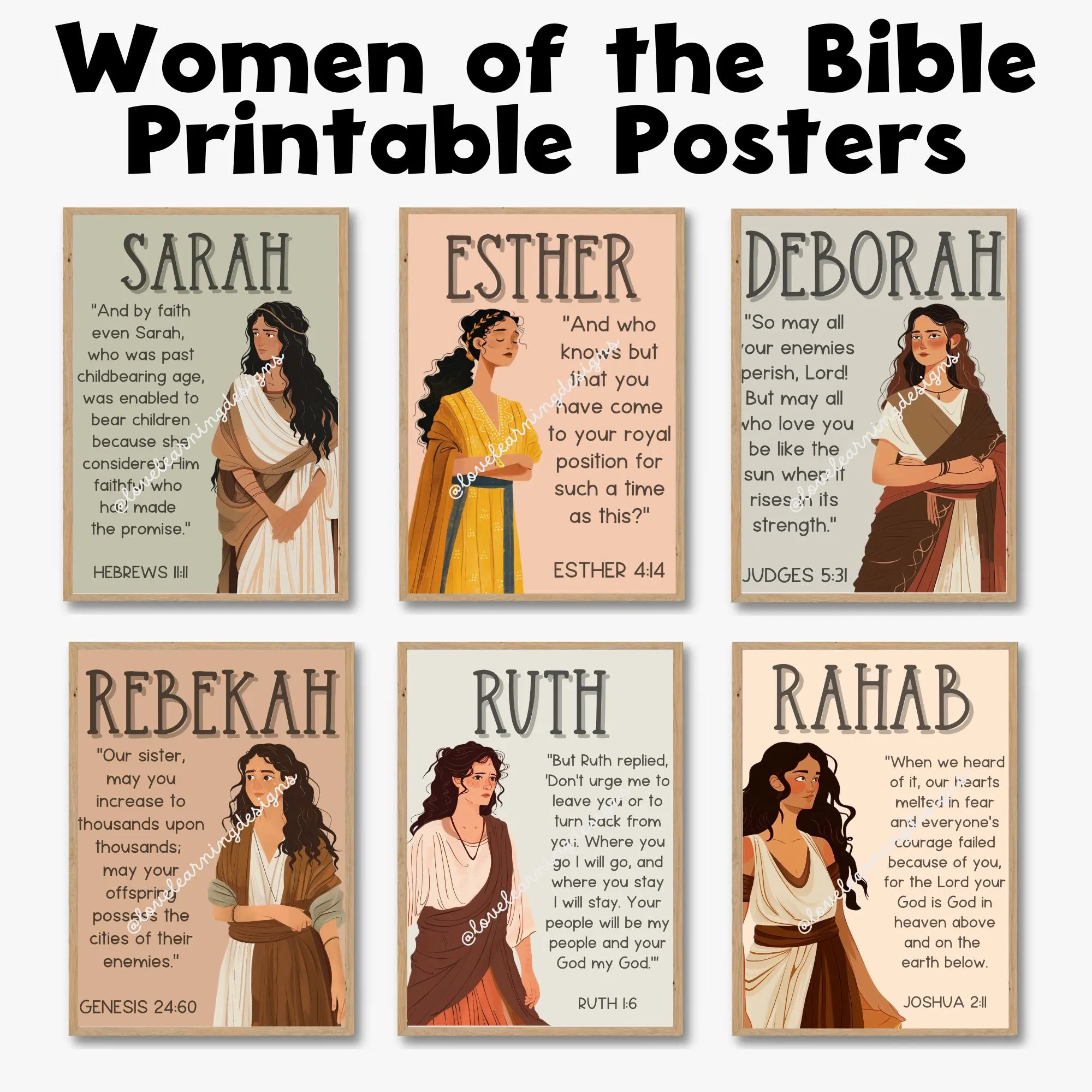 Women Of The Bible Printable Posters Christian Classroom Decor Sunday School Lessons Old Testament Etsy