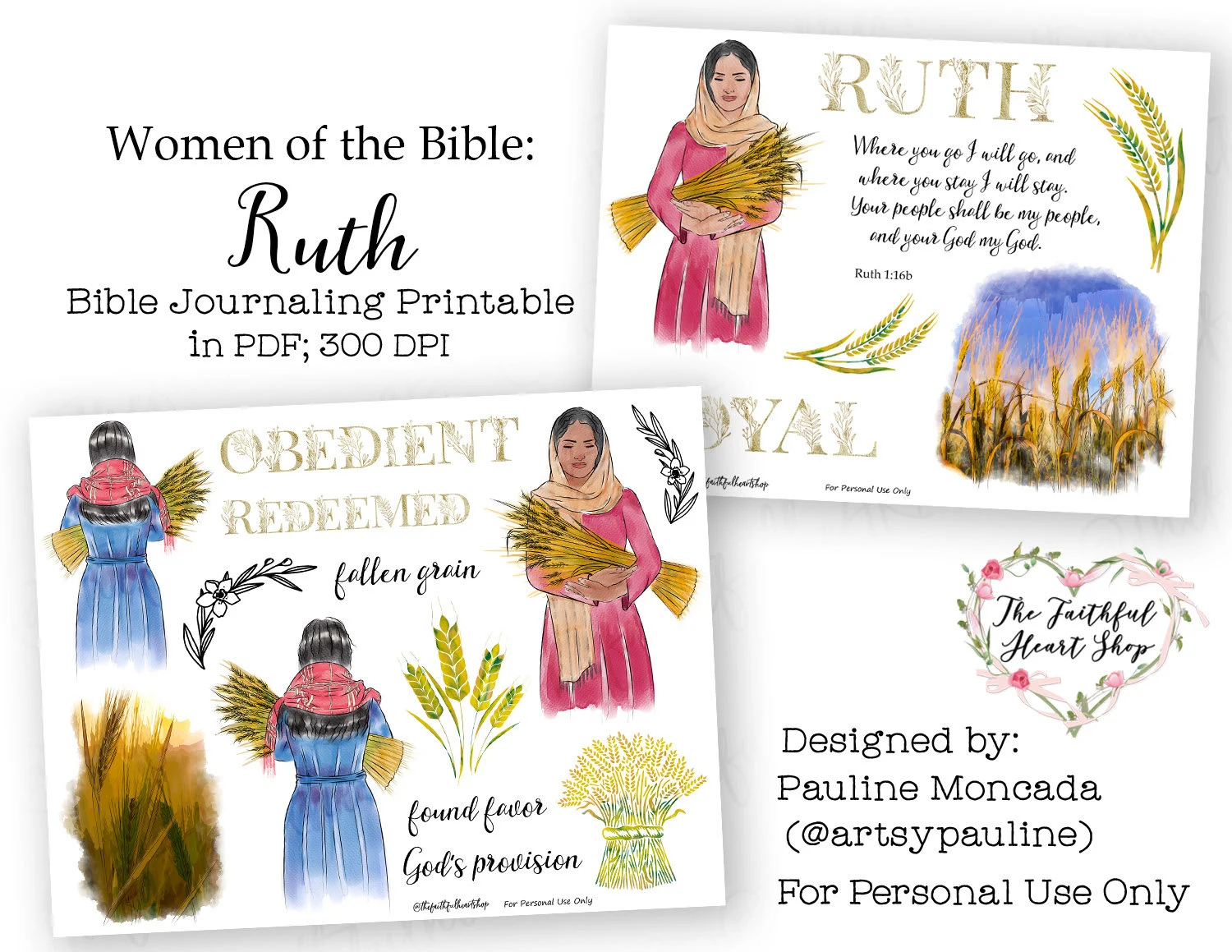 Women Of The Bible Ruth Bible Journaling faith Planner Digital Download Printable Etsy