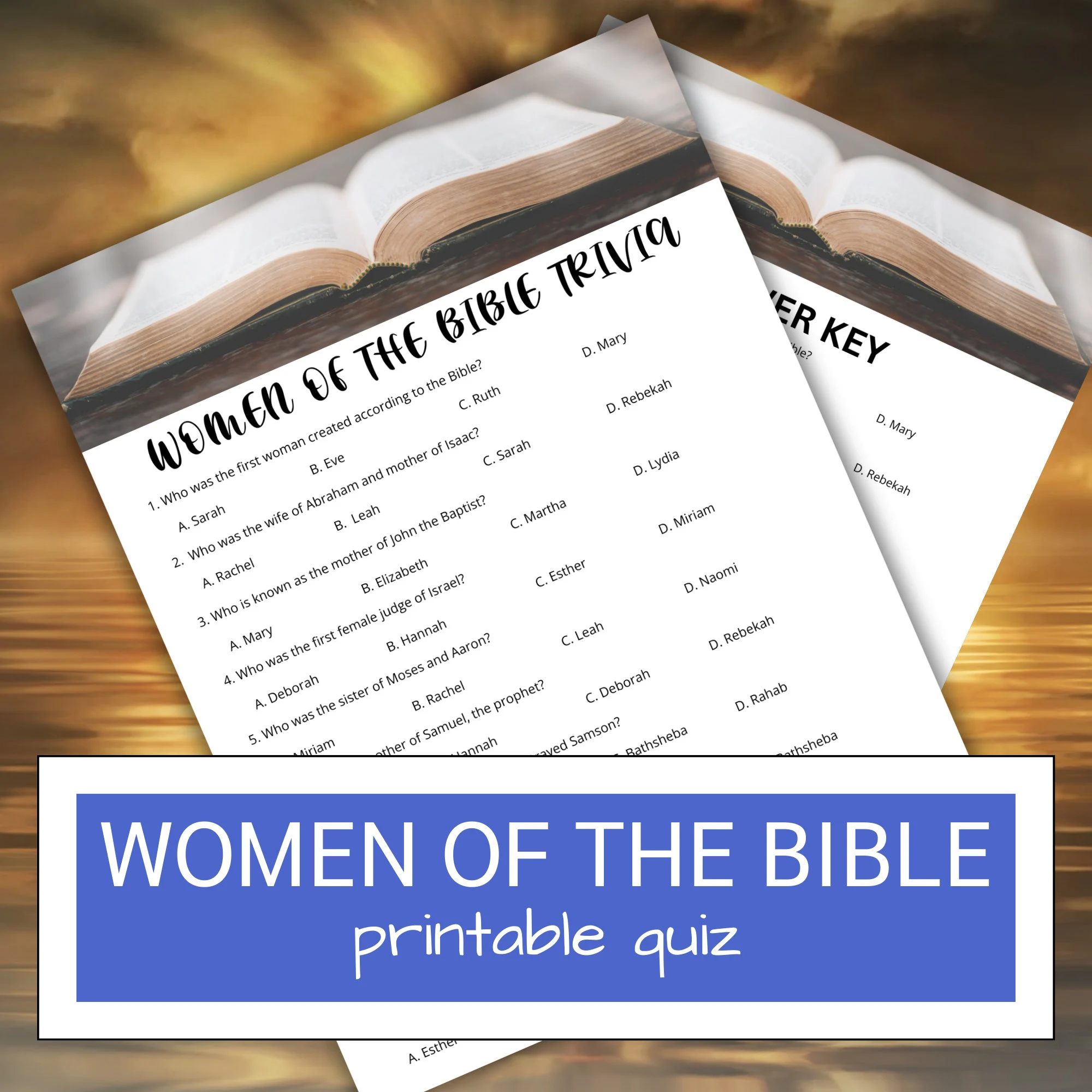Women Of The Bible Trivia Quiz Printable Bible Study Game PDF Etsy