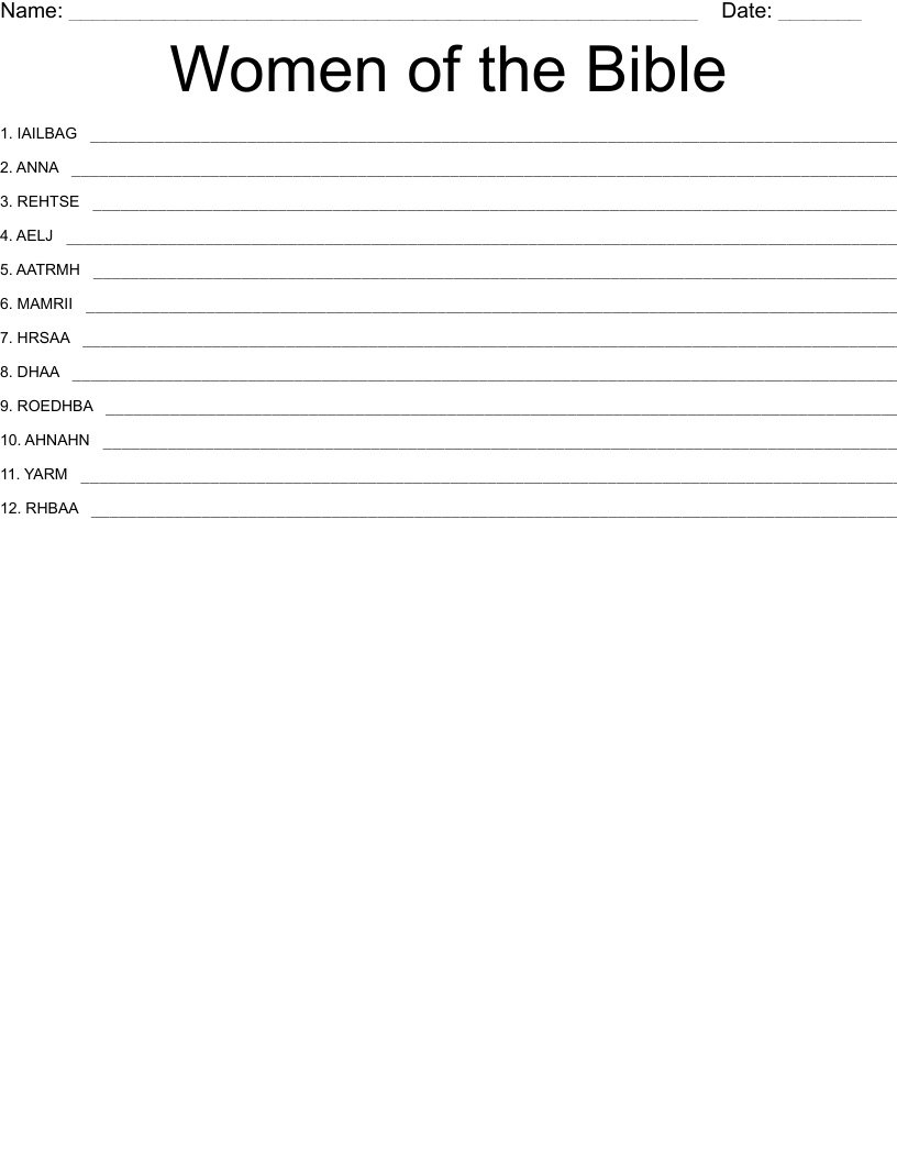 Bible Word Scramble Printable Worksheets