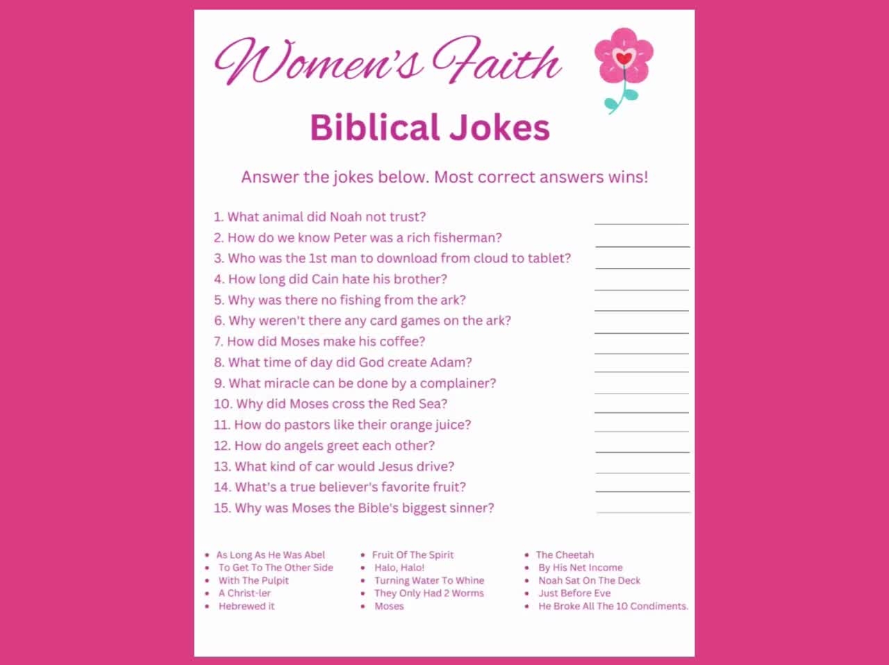 Free Printable Women's Bible Study Games