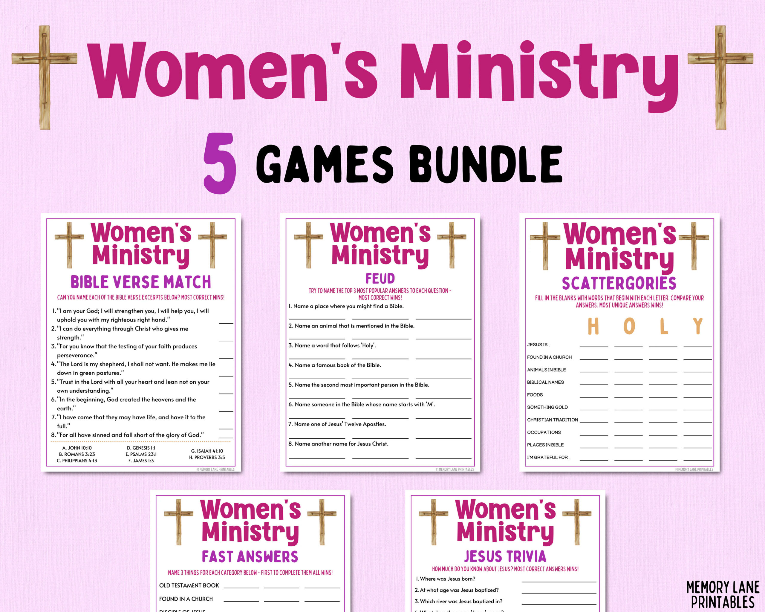 Women s Ministry Games Bundle Bible Games Church Games Women s Retreat Games Bible Study Games Fun Printable Games Adult Games Etsy