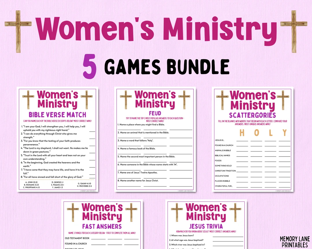 Women s Ministry Games Bundle Bible Games Church Games Women s Retreat Games Bible Study Games Fun Printable Games Adult Games Etsy