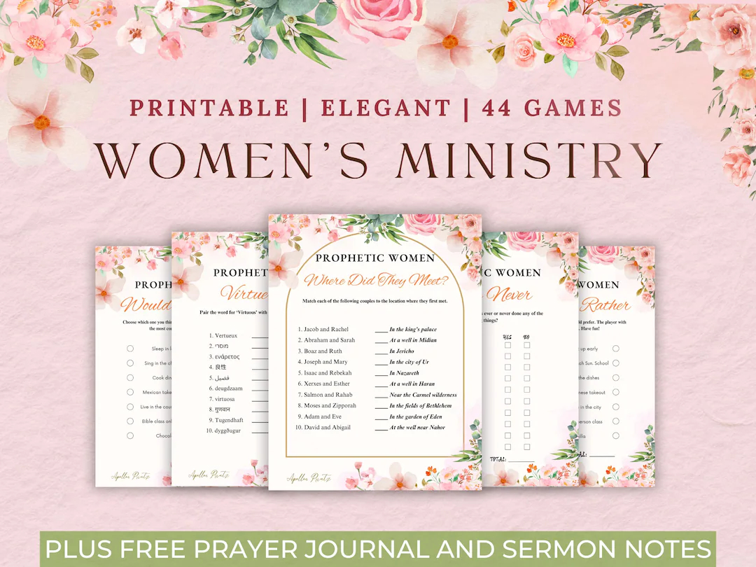 Women s Retreat Bible Game Printable Bundle Prayer Journal Sermon Notes Women s Conference Activities Christian Fellowship Retreat Games Etsy