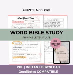 Word Bible Study Bible Study Printable In Depth Digital Bible Study Scripture Study Notes PDF Bible Worksheets Etsy