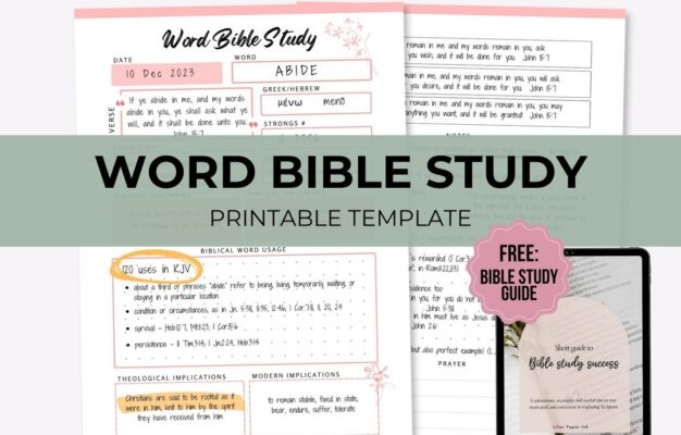 Word Bible Study Bible Study Printable In Depth Digital Bible Study Scripture Study Notes PDF Bible Worksheets Etsy