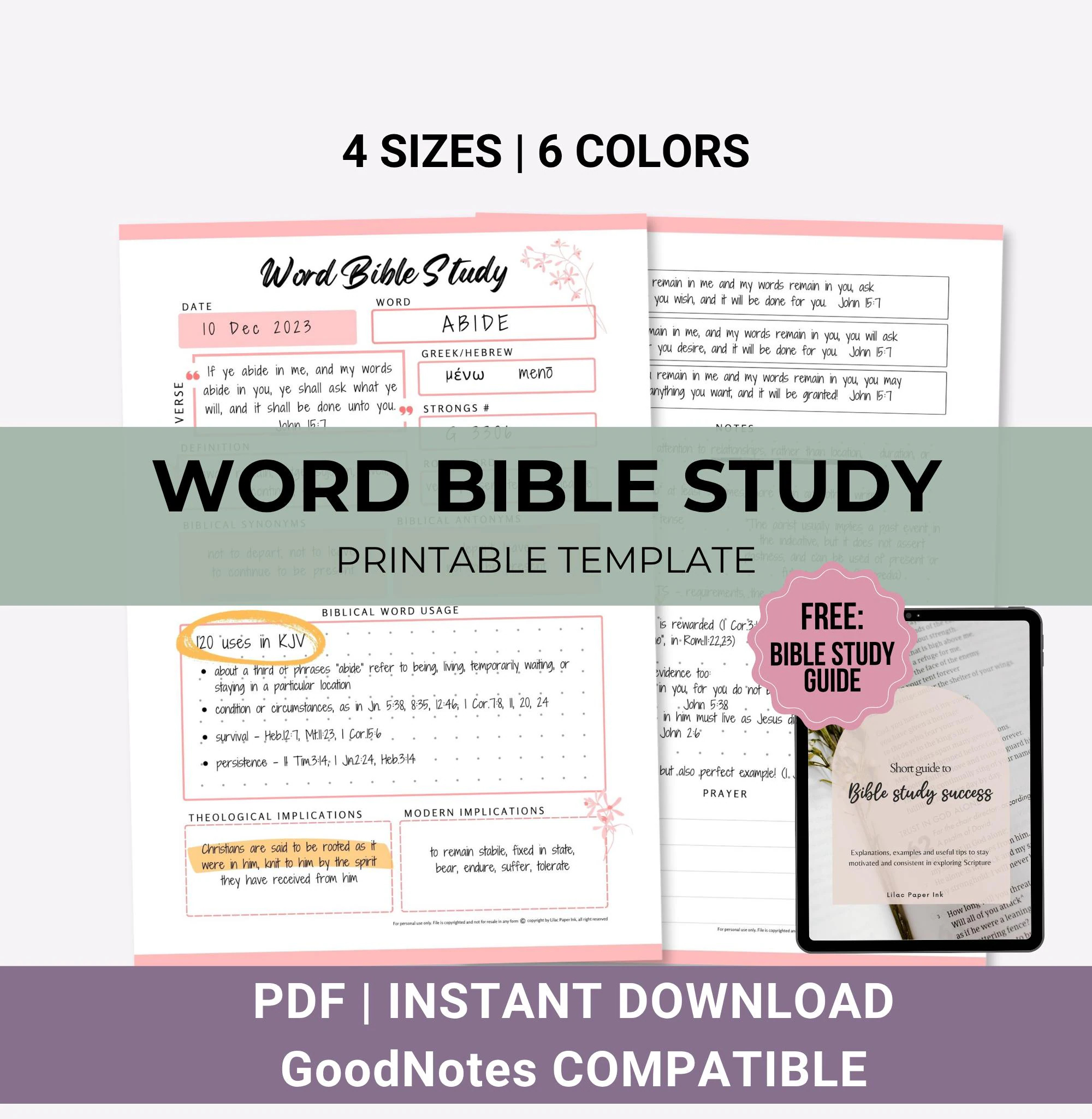 Word Bible Study Bible Study Printable In Depth Digital Bible Study Scripture Study Notes PDF Bible Worksheets Etsy