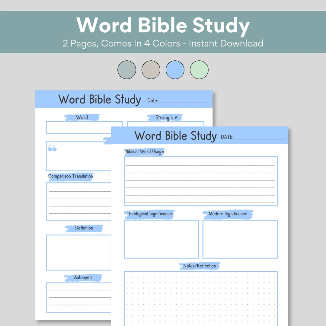 Word Bible Study Template Printable Christian In depth Scripture Study Resource Biblical Word Study Deeper Scripture Research Tool Study Aid Etsy