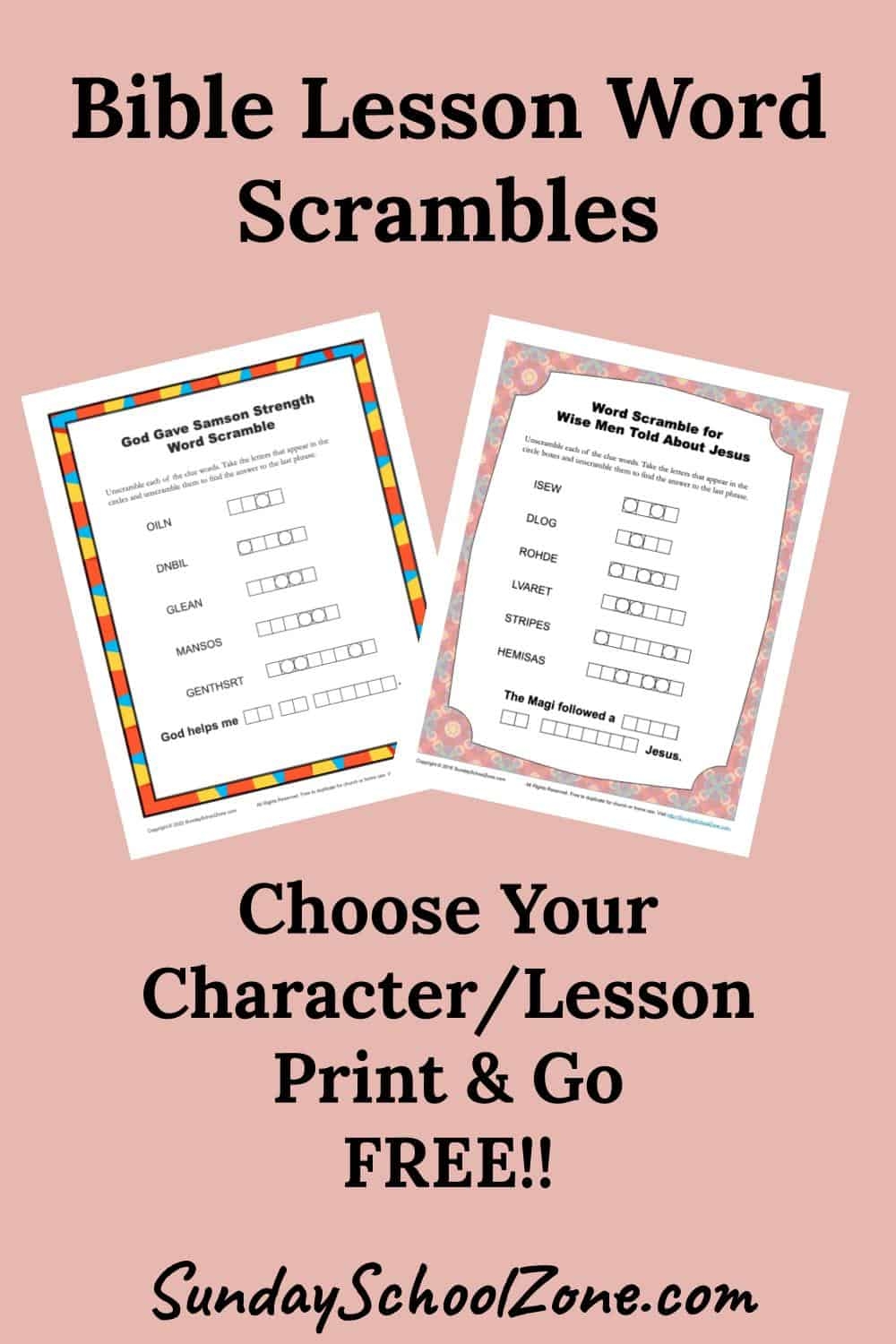 Word Scramble Puzzles Bible Lesson Activities For Children