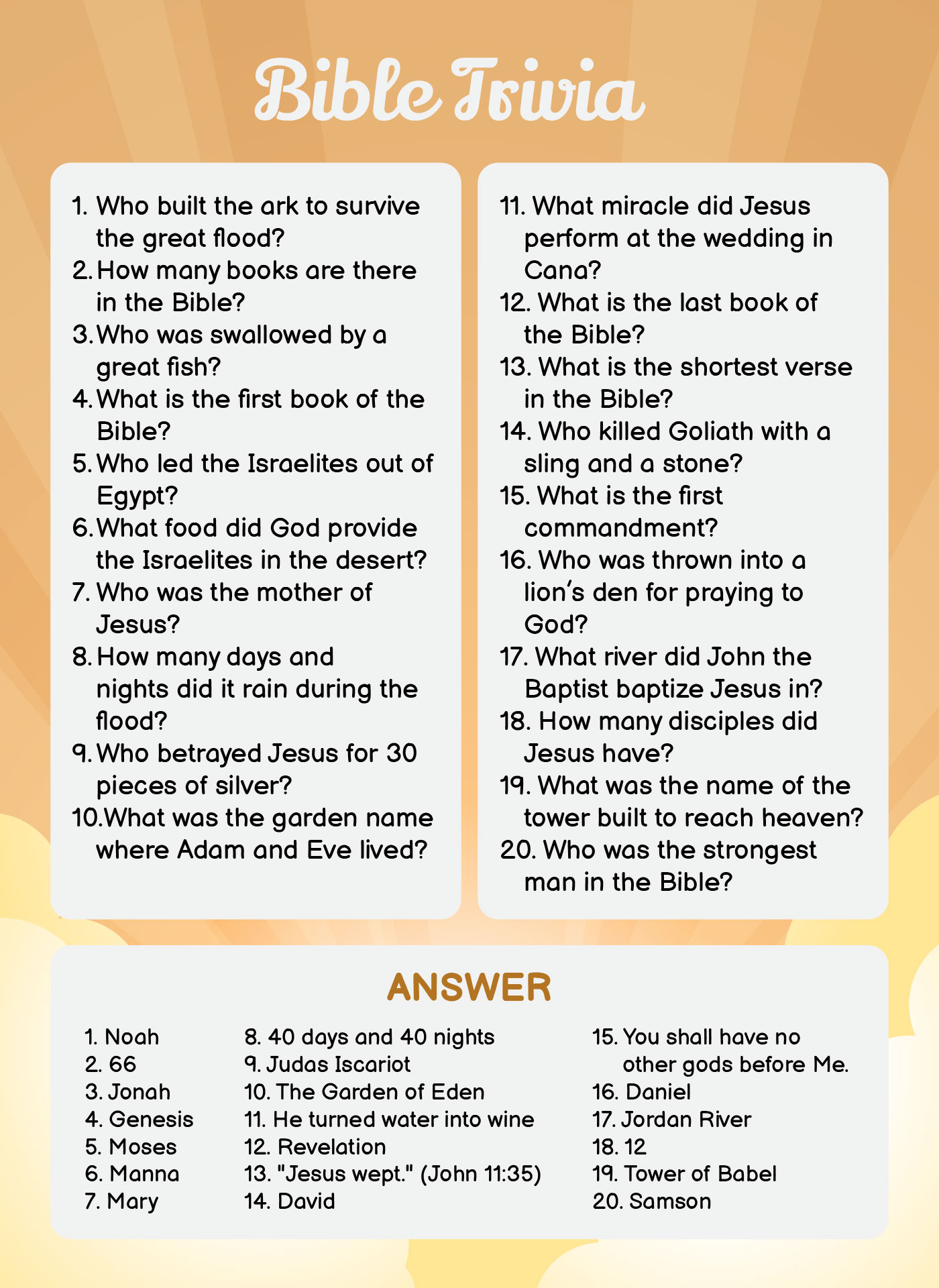 Youth Bible Trivia Questions 10 Free PDF Printables Printablee