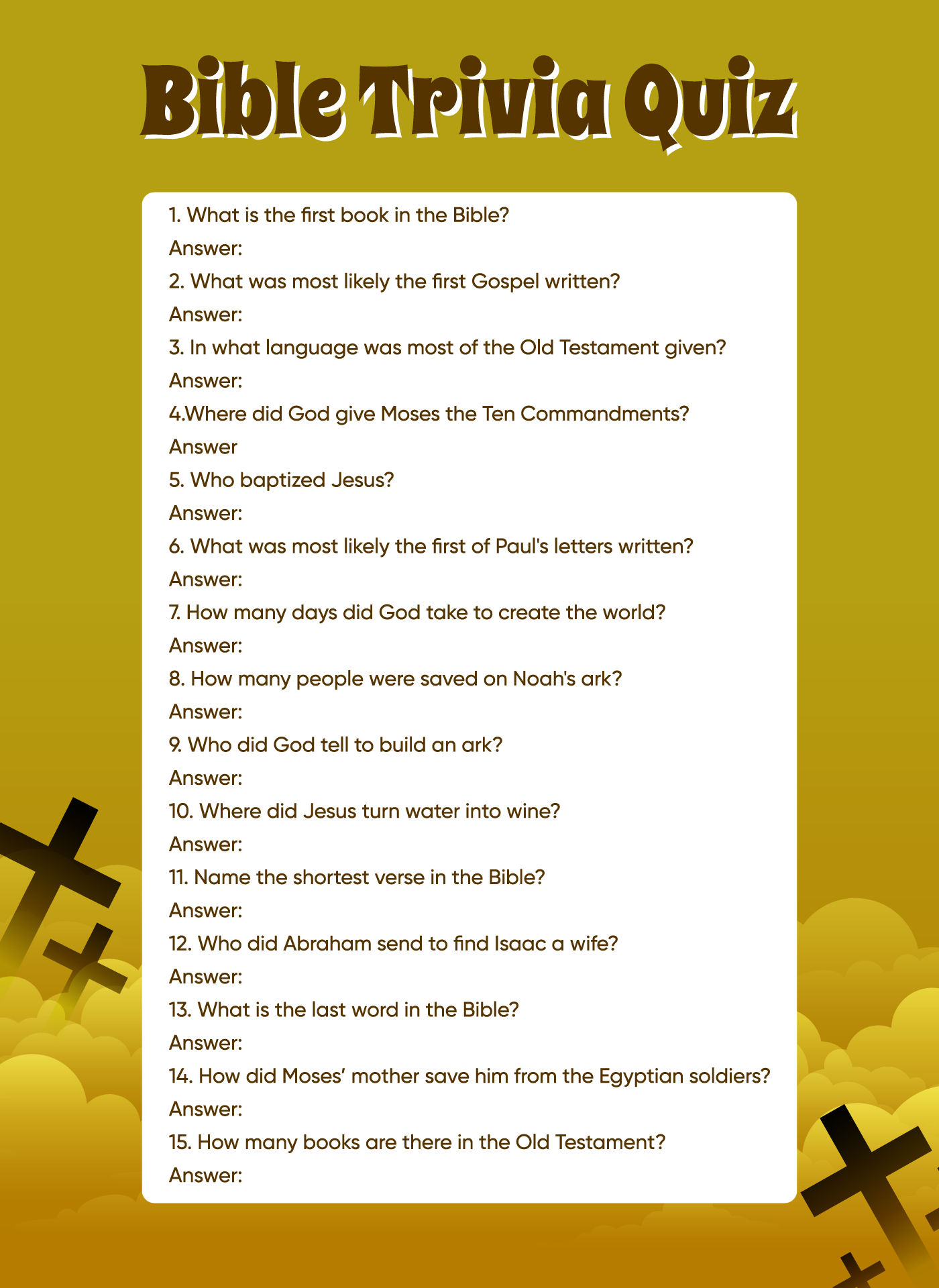 Youth Bible Trivia Questions 10 Free PDF Printables Printablee