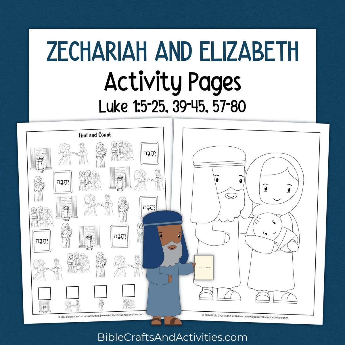 Zechariah And Elizabeth Activity Pages Bible Crafts Shop