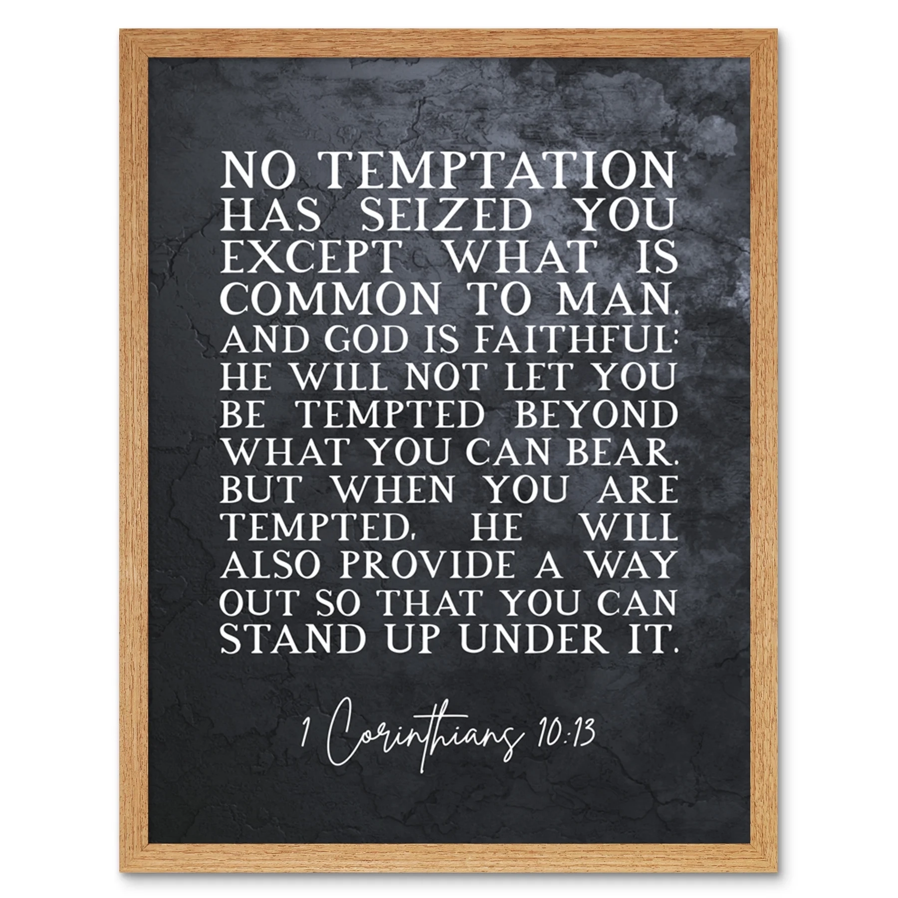 1 Corinthians 10 13 He Will Not Let You Be Tempted Christian Bible Verse Quote Scripture Typography Art Print Framed Poster Wall Decor 12x16 Inch Walmart