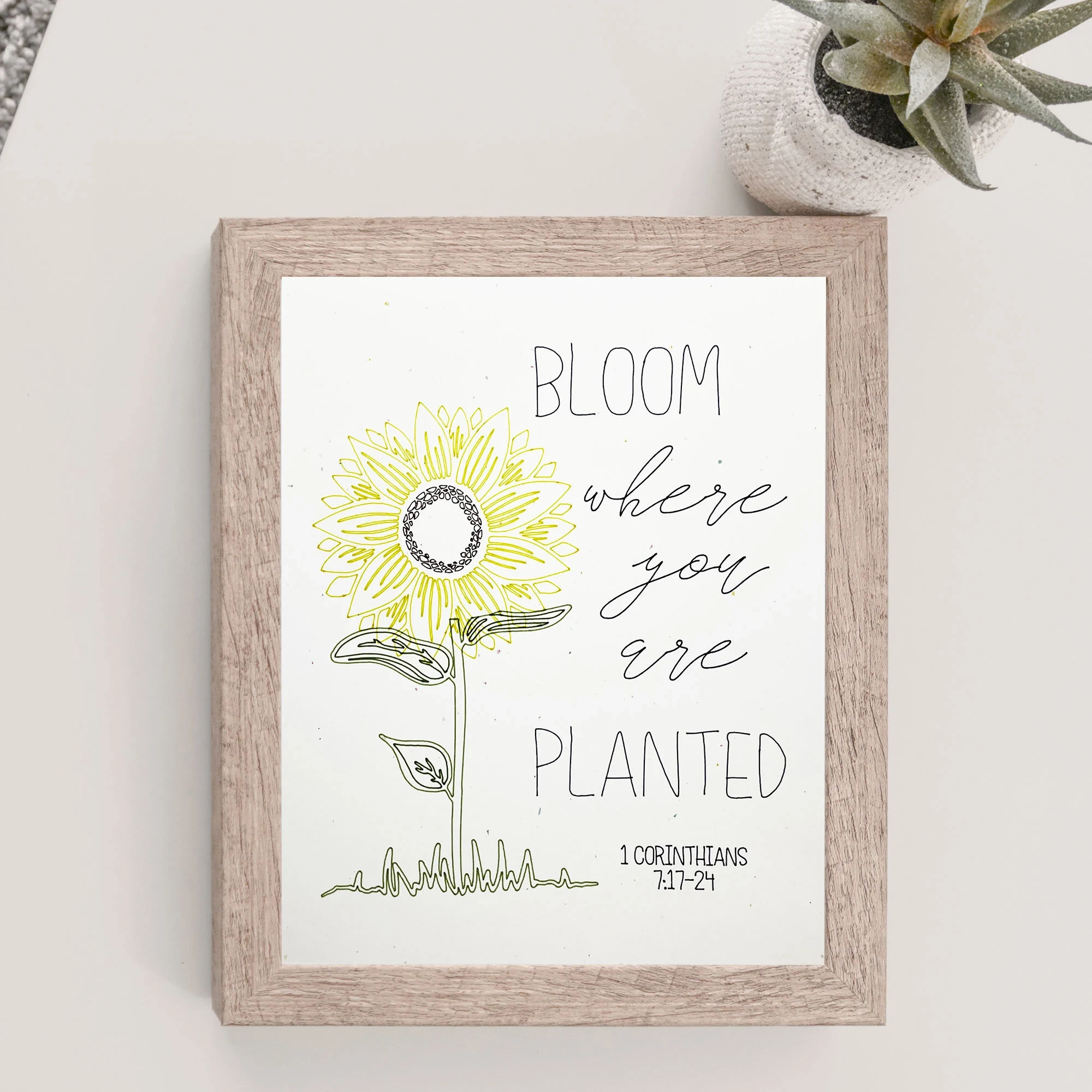 1 Corinthians 7 Bloom Where You Are Planted Sunflower Bible Verse Pen Print Christian Scripture Wall Art Religious Gift UNFRAMED 8x10 Etsy