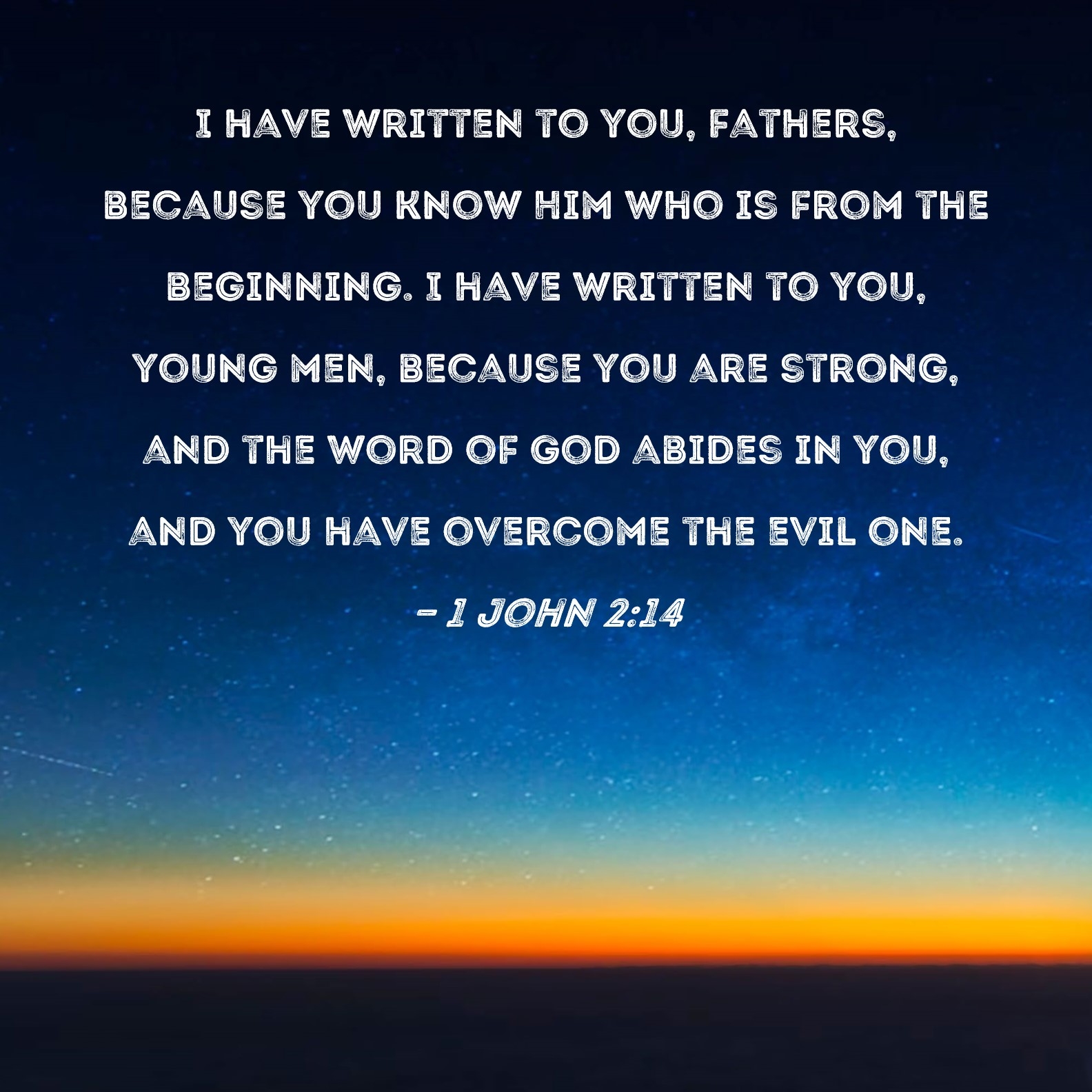 1 John 2 14 I Have Written To You Fathers Because You Know Him Who Is From The Beginning I Have Written To You Young Men Because You Are Strong And The Word