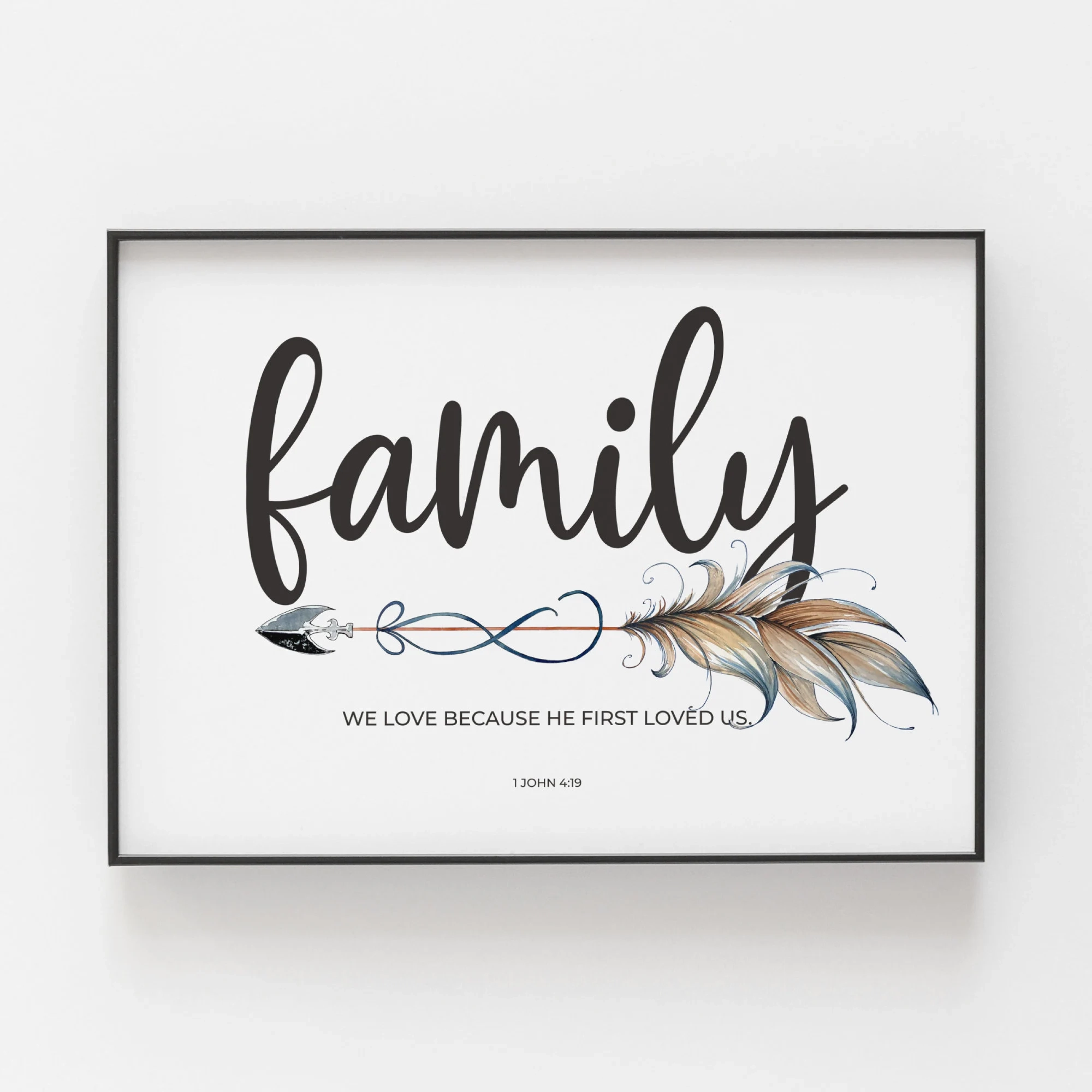 1 John 4 19 Family Bible Verse Printable Minimal Christian Wall Art Christian Home Decor We Love Because He First Loved Us Family Sign Etsy