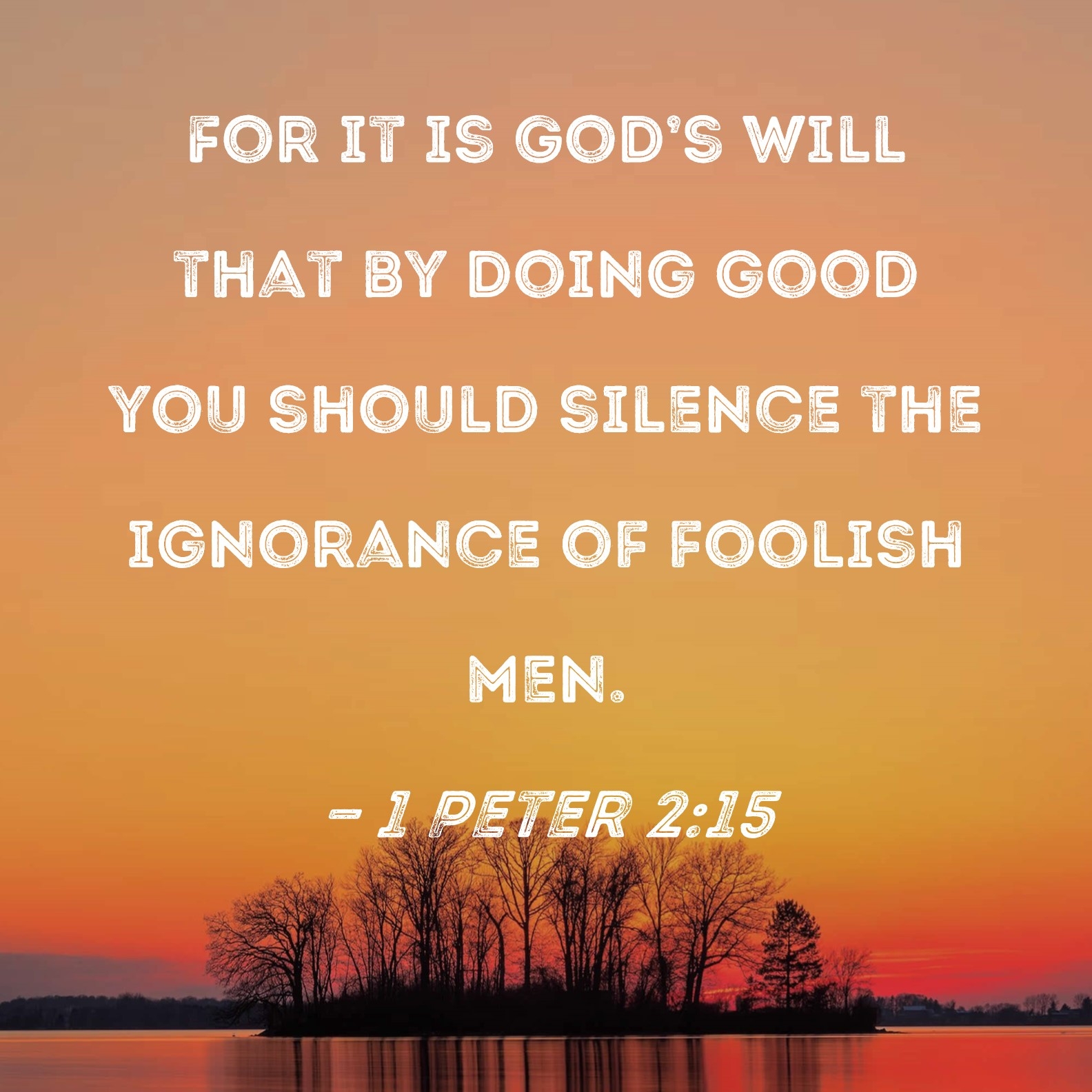 1 Peter 2 15 For It Is God s Will That By Doing Good You Should Silence The Ignorance Of Foolish Men 