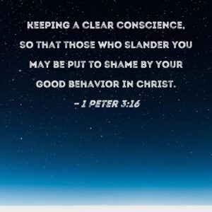 1 Peter 3 16 Keeping A Clear Conscience So That Those Who Slander You May Be Put To Shame By Your Good Behavior In Christ