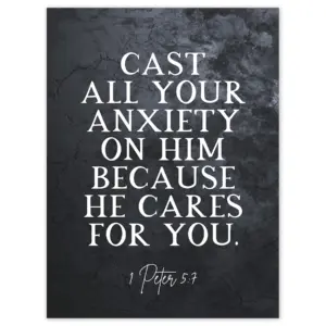 1 Peter 5 7 Cast All Your Anxiety On Him Christian Bible Verse Quote Scripture Typography Art Print Framed Poster Wall Decor 12x16 Inch Walmart