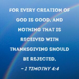 1 Timothy 4 4 For Every Creation Of God Is Good And Nothing That Is Received With Thanksgiving Should Be Rejected