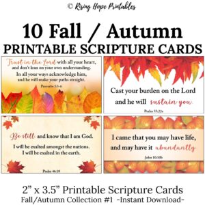 10 Fall Autumn Printable Scripture Cards C1 INSTANT DOWNLOAD Fall Autumn Leaf Illustration Bible Verses Printable Mini Card Art Set Of 10 Etsy