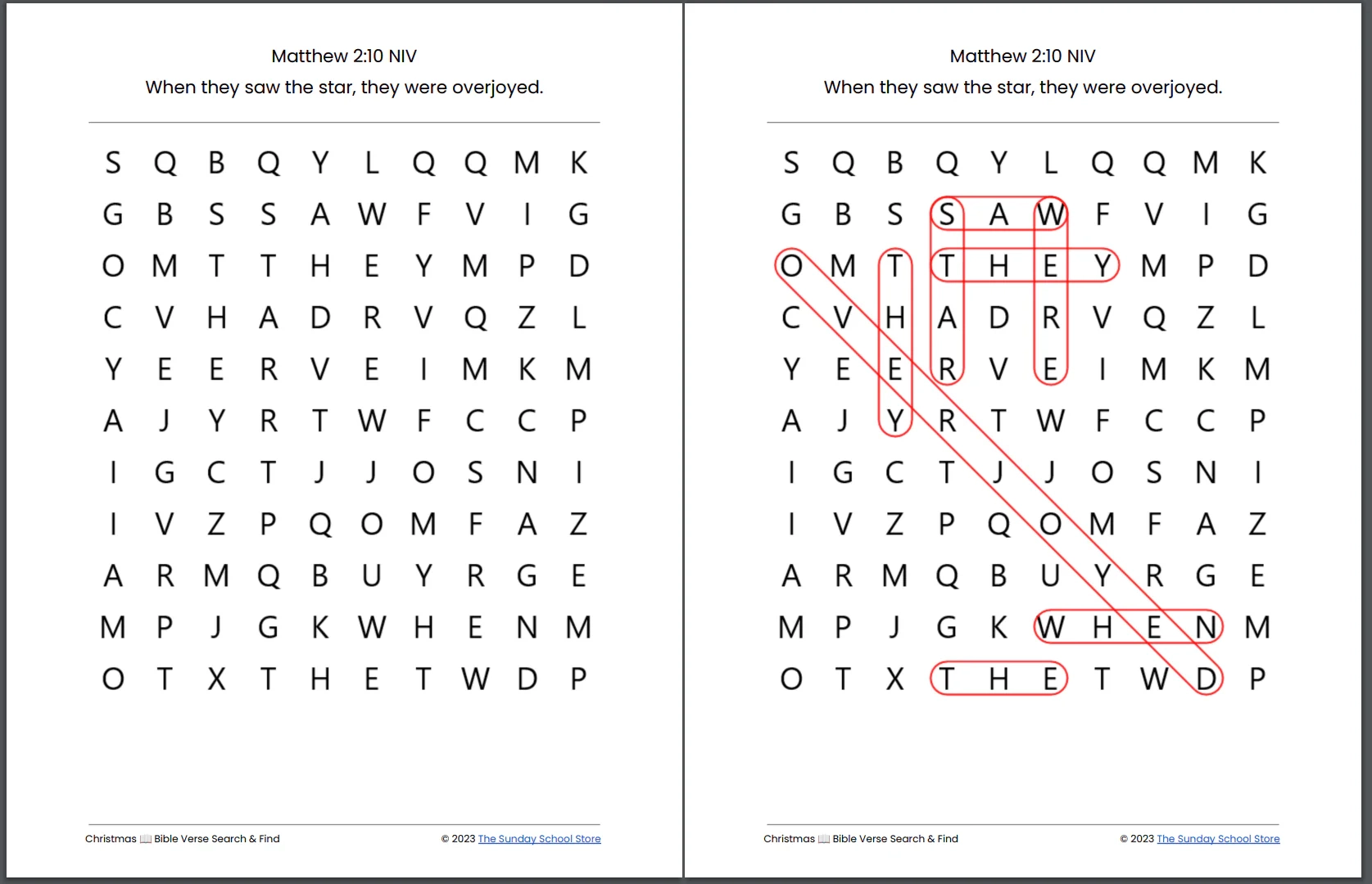 10 Free Christmas Bible Word Search Puzzles PDF Printable Download Sunday School Store