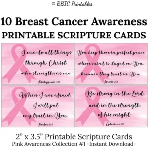 10 Pink Breast Cancer Awareness Printable Scripture Cards C1 INSTANT DOWNLOAD Breast Cancer Women s Health Bible Verse Cards To Print Etsy