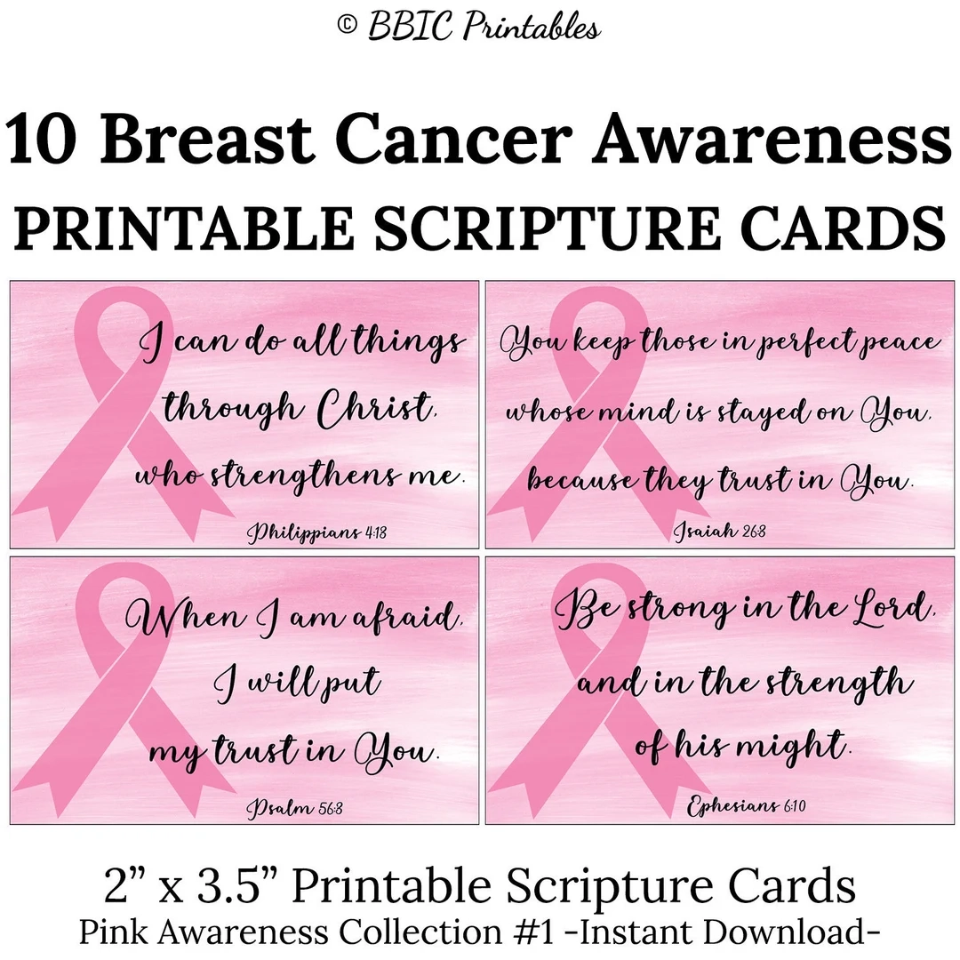 10 Pink Breast Cancer Awareness Printable Scripture Cards C1 INSTANT DOWNLOAD Breast Cancer Women s Health Bible Verse Cards To Print Etsy