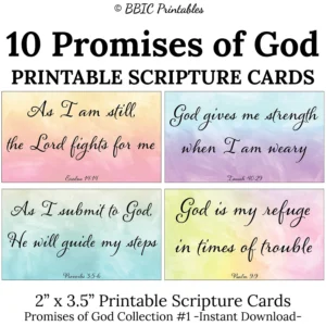 10 Promises Of God Cards C1 INSTANT DOWNLOAD Watercolor Promises Of God Encouraging Bible Scripture Cards Set Of 10 With Scripture Ref Etsy