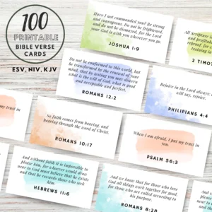 100 Printable Bible Verse Cards Bible Memory Verses Bible Verse Downloads Daily Bible Verse Printable Scripture Cards NIV ESV KJV Etsy