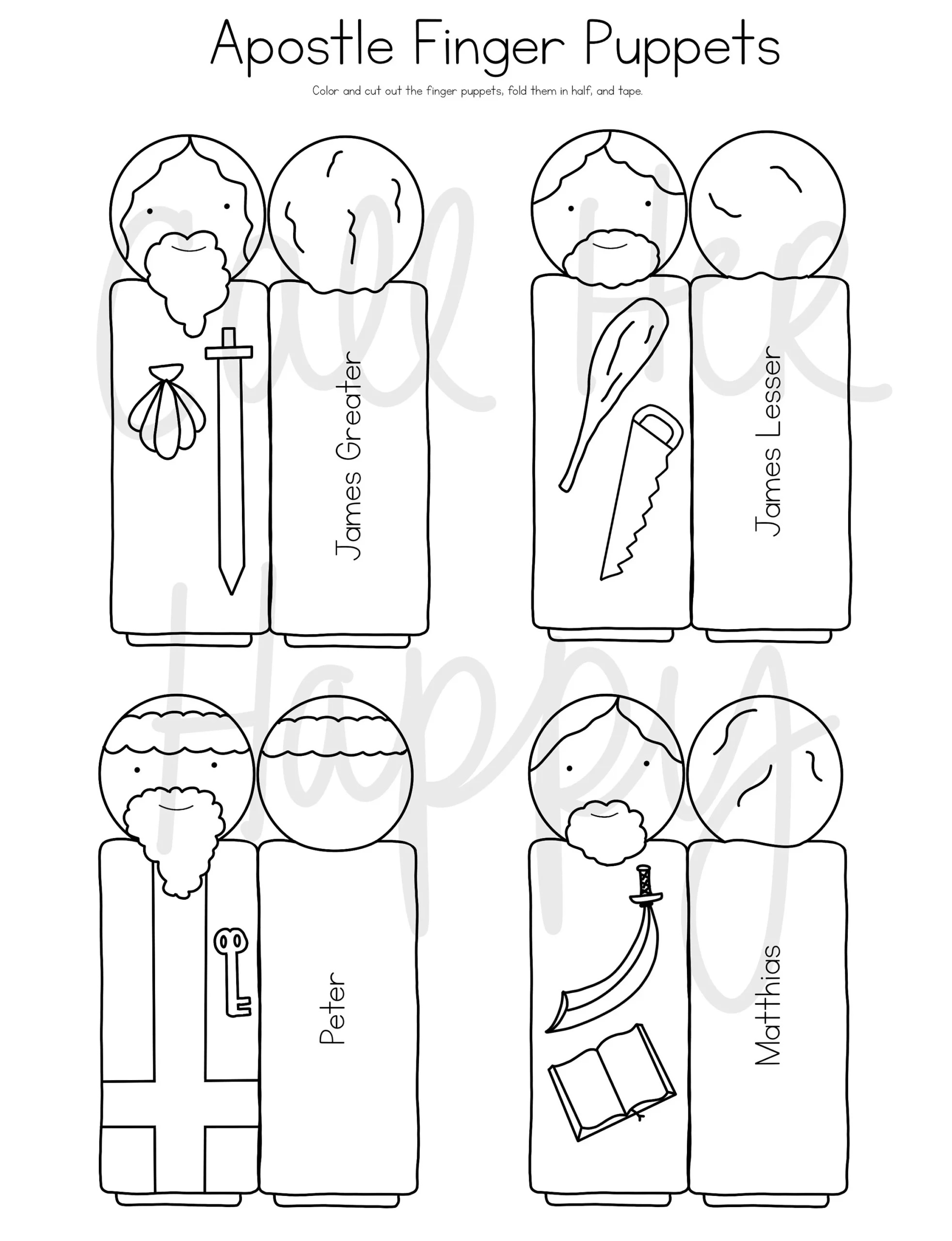 12 Apostles Disciples Bible Story Finger Puppets Worksheet Printable Coloring Page Sheet Catholic Resources For Kids Prayer Activities Jesus Etsy