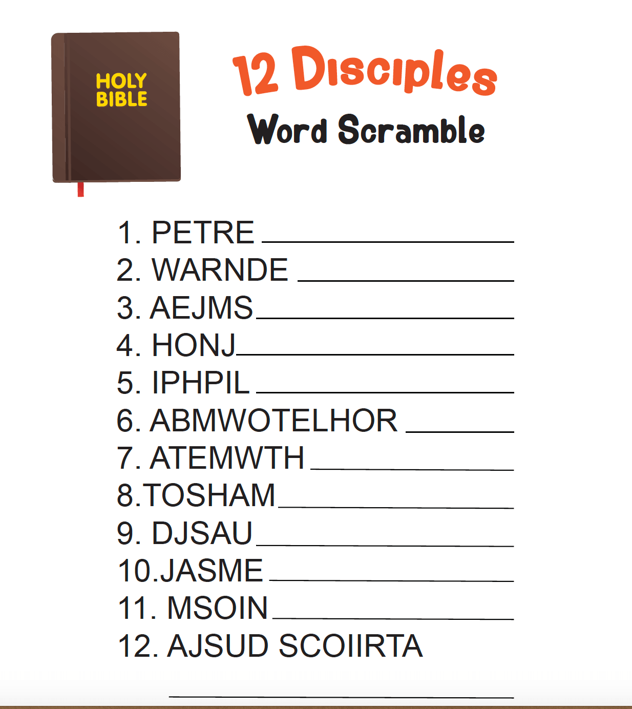 Bible Scramble Words Printable