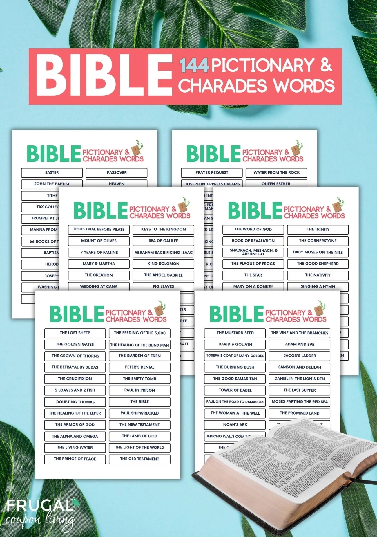 144 Bible Charades Pictionary Game Cards Print Now Frugal Coupon Living
