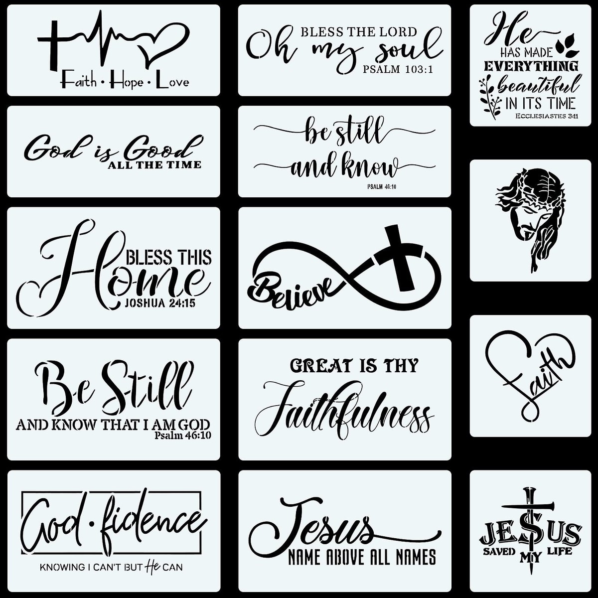 14PCS Christian Stencils Painting On Wood Bible Sign Motivational Saying Fai EBay
