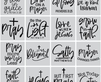 16 Christian Quotes Word Stencils Wood Painting Wall Templates Ceramic Tiles Blank Canvas Gift Bag Decorations DIY Crafts Template Size 8 8 Inches Amazon sg Office Products