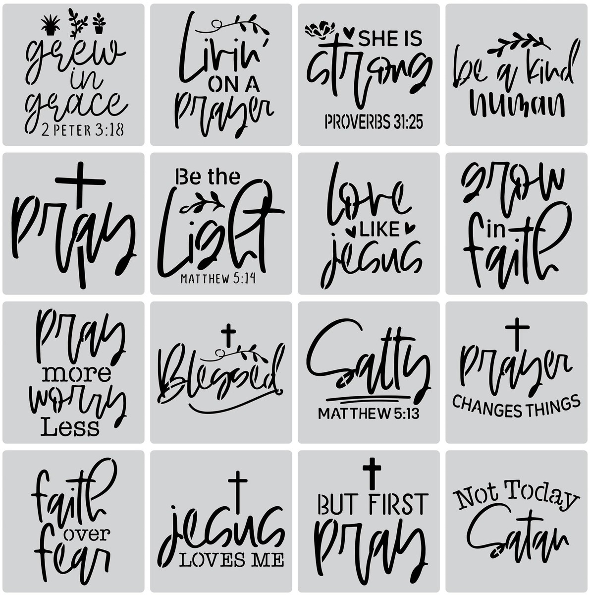 16PCS Christian Faith Stencils With Quotes And Bible Verses Inspirational Wo EBay