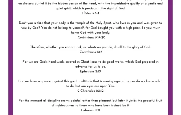 20 Encouraging Bible Verses For Weight Loss And Self Care The Holy Mess