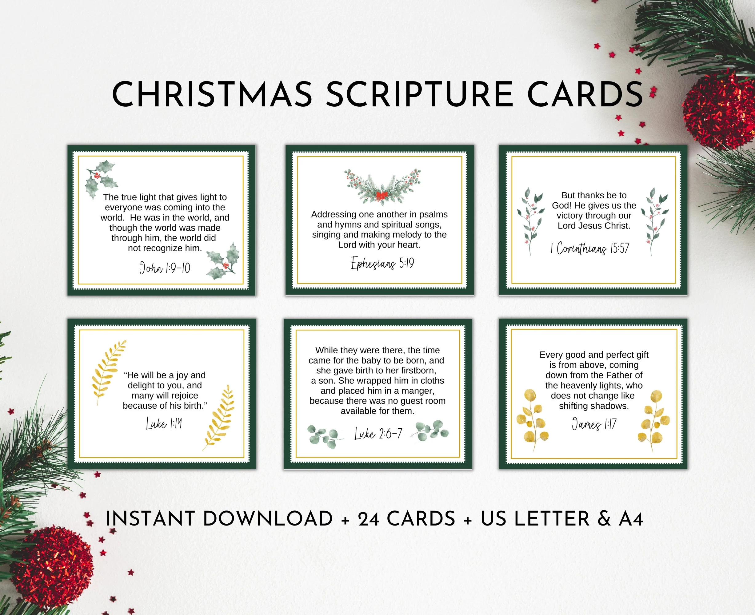 24 Christmas Scripture Cards Printable Christmas Bible Verse For Cards Bible Verse Cards About Jesus Christmas Reading Scriptures Etsy