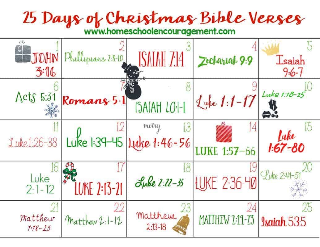 Printable Advent Calendar Bible Verses