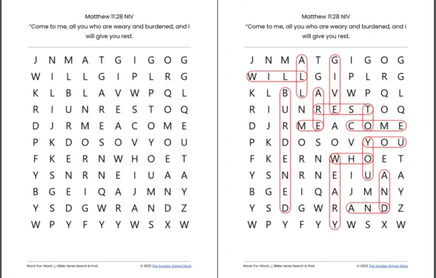25 Free Bible Word Search Puzzles PDF Printable Download Sunday School Store
