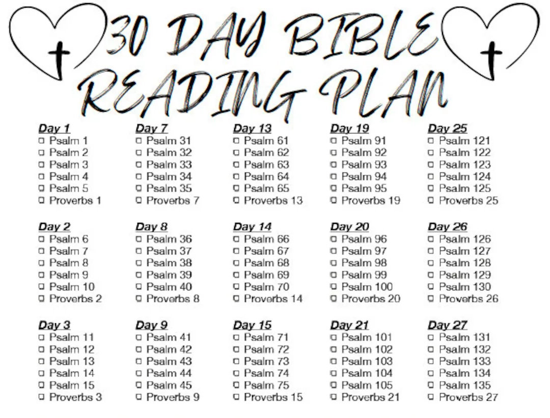 30 Day Bible Reading Plan Psalms And Proverbs Etsy Israel