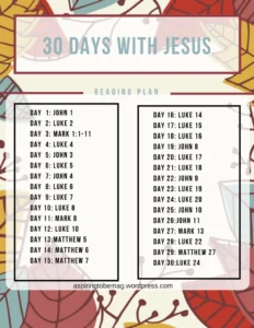 30 Days With Jesus Reading Plan Aspiring To Be Ministries